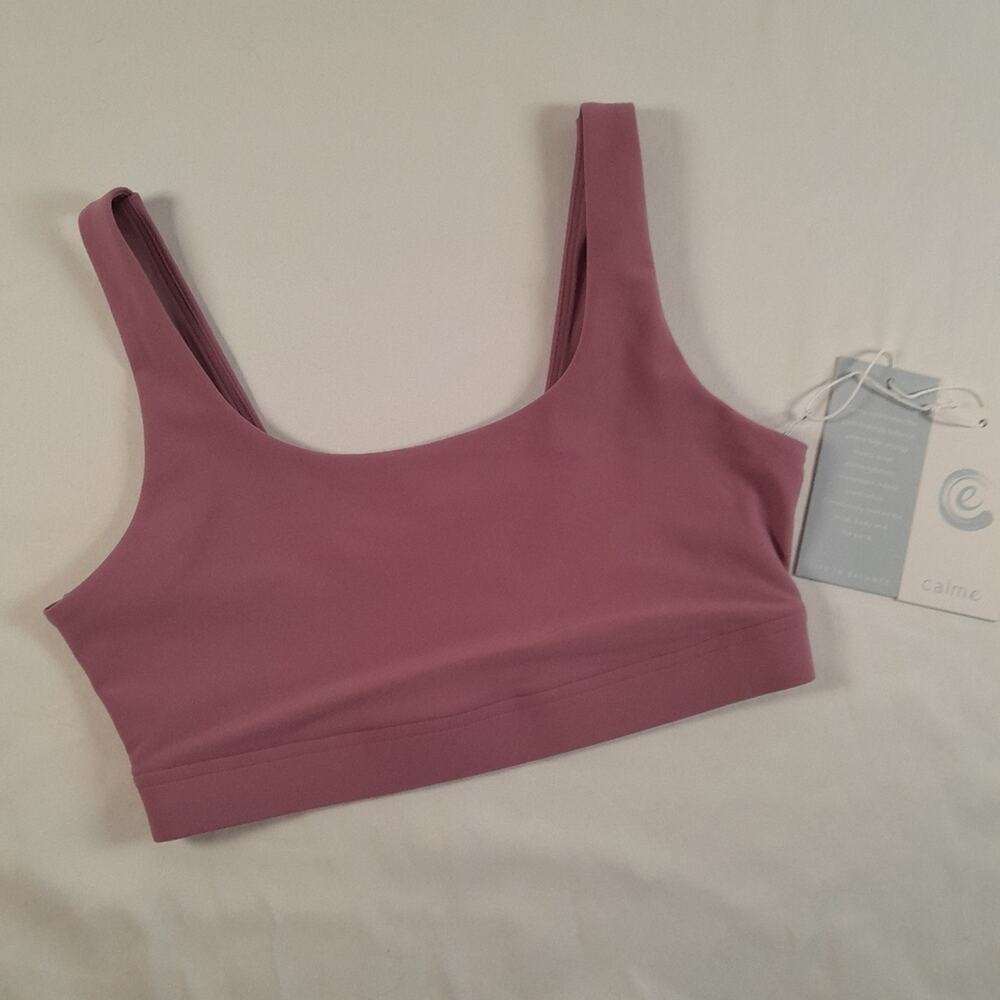 Calme Sports Bra Purple‎ Pink Endurance Scoop Neck Women S NWT Boho Active Luxe